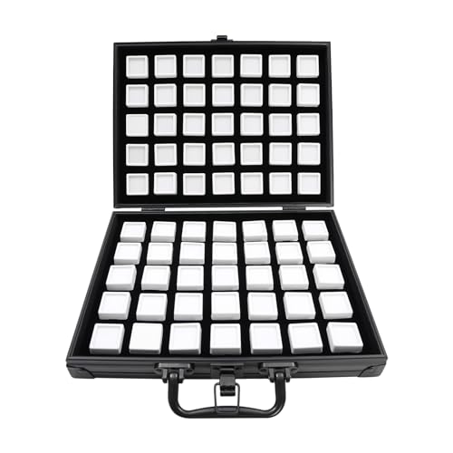 WINPANG 30 x 24 x 6,5 cm Caja de exhibición de piedras preciosas, vitrina de diamantes con 70 cajas pequeñas y paño de limpieza para anillos, pendientes, pulseras, collares, joyas, organizador, caja