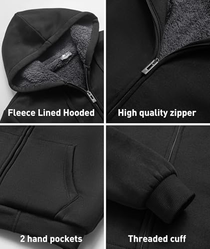 Image of SCODI Hoodies for Men Heavyweight Fleece Sweatshirt - Full Zip Up Thick Sherpa Lined Hooded Sweatshirts