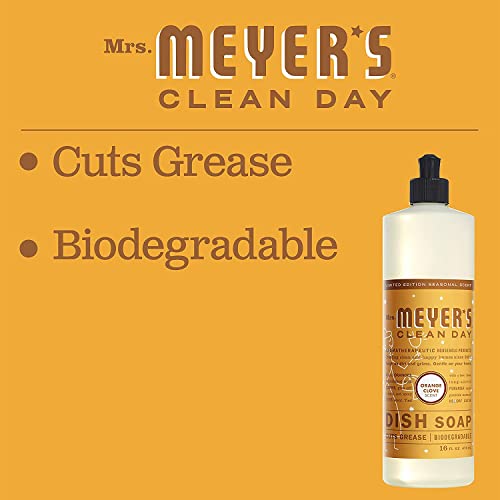 Mrs. Meyer's Clean Day Dishwashing Liquid Dish Soap, Cruelty Free Formula, Orange Clove Scent, 16 Fl Oz Bottle (Pack Of 3) #TOP3