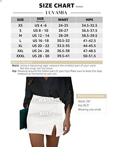 Luvamia Jean Skirt For Women With Slit High Waisted Bodycon Stretch Pencil Mini Short Denim Skirts White Denim Skirts For Women White Denim Mini Skirt Brilliant White Size Large Size 12 Size 14 #TOP5