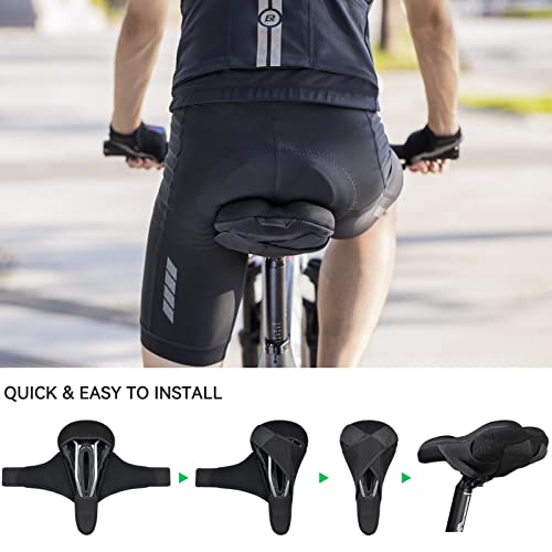 Rockbros Bike Seat Cushion Gel Padded Bicycle Seat Cushion Comfort Bike Saddles Cover For Men Women Fit Road Mountain Bike, Peloton Stationary Exercise, Indoor Outdoor Cycling #TOP5
