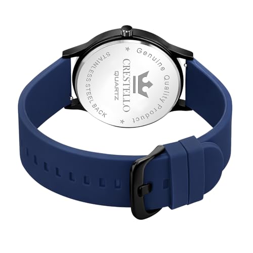 Image of CRESTELLO Silicone Strap Analog Wrist Watch for Men (Black /Blue /Green /Brown /Grey) | 1 Year Warranty* | CR-BK254