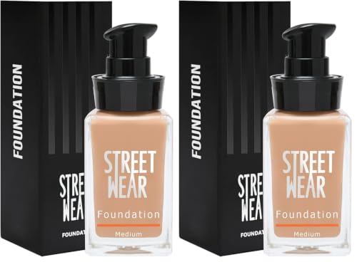 Image of STREET WEAR Foundation -Medium (Medium) - 30 ml -Weightless, Buildable Coverage, Breathable, Water-based Formulation for Daily Use, Enriched with Vitamin E (Pack of 2)