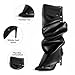 Lunhonk Women's Knee High Shark Boots Pointed Toe High Heels Ruched Stiletto Slouchy Party Boots Detachable Snap-off Panel