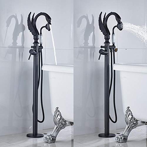 BOSHYUM Robinet de Baignoire sur Pied à poignée Unique avec douchette à Main, mitigeur de Baignoire en Laiton Massif