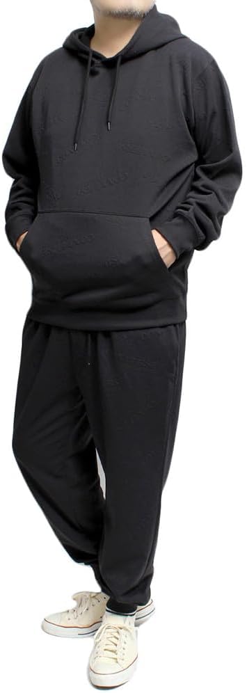 [コンバース] セットアップ メンズ 大きいサイズ ふくれ ジャガード ロゴ プルオーバー パーカー スウェットパンツ