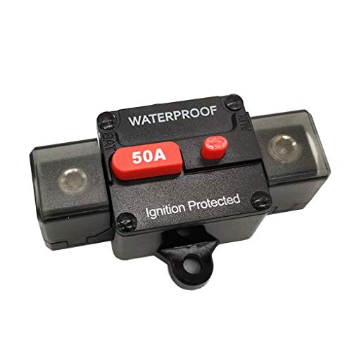 RVCAZON 50 Amp Circuit Breaker DC 12V - 48V Audio Fuse Breaker Marine Circuit Breaker Manual Reset Inline Fuse Breaker Protect for Marine Manual Power Battery (DC 50A)