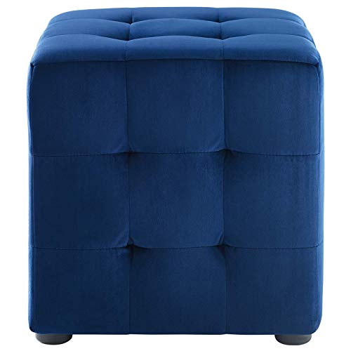 Modway Contour Tufted Button Cube Performance Velvet Ottoman, Navy 15.5"L X 15.5"H #TOP1