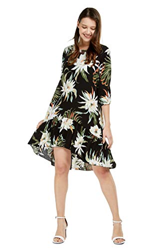 Image of Family Matching Hawaiian Clothes, Wispy Cereus Black | Lightweight 100% rayon • Family matching outfits • Tropical floral print • Beach vacations • Luaus • Cruises • Family photos