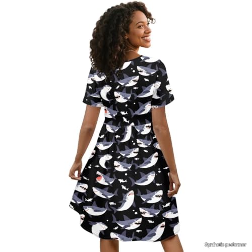 Image of Women's Summer Dresses Short Sleeve Formal Dresses with Pockets | Lightweight polyester fabric delivers cool airflow during hot summer outdoor activities