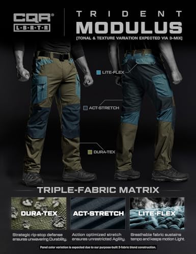 CQR Men's Flex Stretch Tactical Pants, Water Resistant Ripstop Cargo Pants, Lightweight EDC Outdoor Work Hiking Pants, Tac-Stretch Cargo Zip Black, 34W x 32L - 2