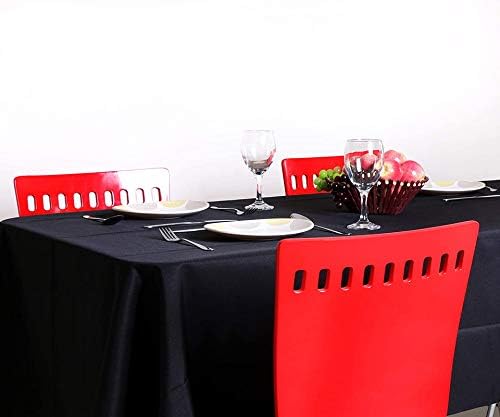 Miniatura 5 de Mantel rectangular negro ajustado de 4 pies de 48 pulgadas x 24 pulgadas, con caballete de poliéster, lavable, para bodas, banquetes, cocina, baby