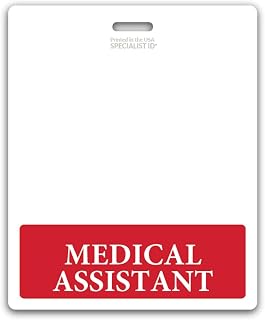 Oversized Medical Assistant Badge Buddy Horizontal - XL Badge Buddies Role I’D Backer Card - 3 3/8 X 4 1/8 - Wear with Existing I’D Holder - USA Printed by Specialist ID (Red)