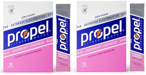 Propel Powder Packets, Raspberry Lemonade With Electrolytes, Vitamins and No Sugar, 20 Count (Pack of 2) - in GARIZZE Box