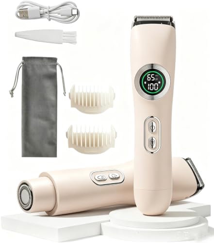 Afeitadora eléctrica mujer 2 en 1 y recortadora de bikini impermeable con luz LED