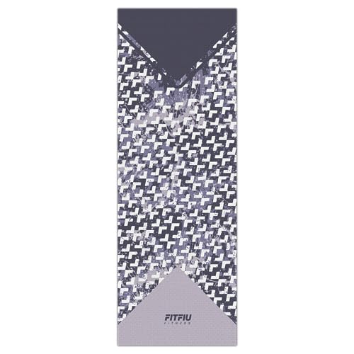 Fitfiu Fitness MAT-G50 - Esterilla Yoga Antideslizante Color Lila para Pilates, Alfombrilla Deporte, con Diseño Geométrico Gimnasia Fitness 173x61x0,5cm