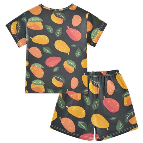 ALAZA Color Mango Leaf Pajamas Short Sleeve 2 Piece Sleepwear Top and Bottom Pajama Set Unisex2