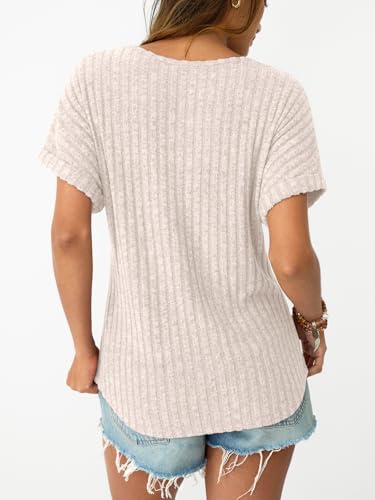 LILLUSORY Women Short Sleeve T Shirt Summer Sweater Dressy Casual Blouse Business Top Work Clothing4