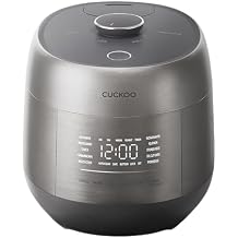 CUCKOO Twin Pressure Rice Cooker 6-Cup Uncooked / 12-Cup Cooked with Induction Heating Technology, Silent Pressure System, Open Cooking Mode, Dynamic Display, Eco Inner Pot, Gray CRP-PHTR0609FS