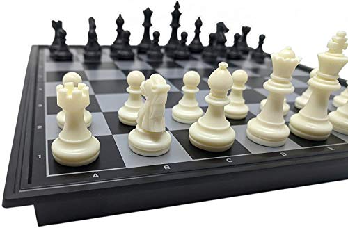 Image of TRENDING All Magnetic Chess Set With Folding Travel Portable Case, Chess Board Game Black & Ivory Color, For Girls & Boys For Improving Intelligence Size: 9.75X9.75X0.75 Inch