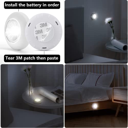 Battery Operated Lights Tap Lights Led Push Lights Stick On Lights Portable Under Cabinet Lighting Wireless Kitchen Closet Counter Night Lights 5 Pack, White, Cool Light #TOP5