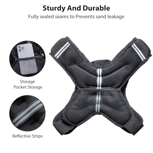 2.5kg 5kg 10kg Weight Vest for Men Women, Body Weight Vests for Training Workout, Running, Jogging, Cardio, Walking, Adjustable Weighted Vest Workout Equipment for Strength Training (Black, 5KG) - Image 5