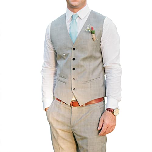 Causal Mens Vest Pants Suits for Wedding Grooms Suit Beach Wedding Clothing Waistcoat Trousers Customization