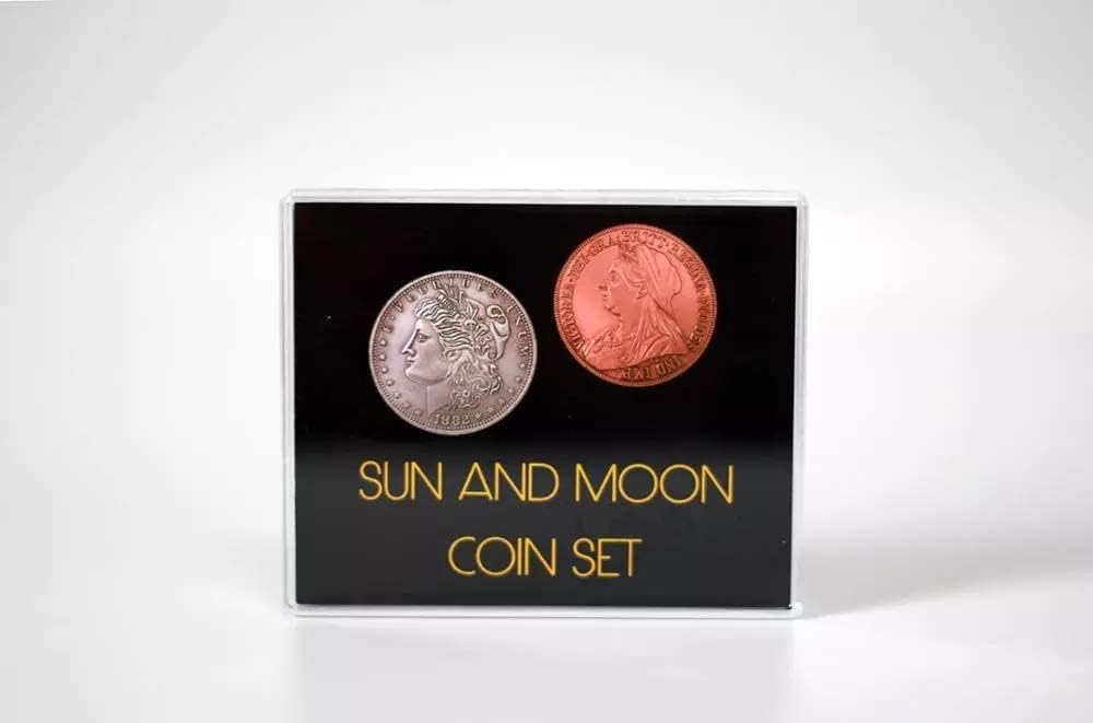 SUMAG Sun and Moon Coin Set Magic Tricks Coin Transposition Vanish Magic Magician Accessory Close up Illusions Prop Gimmick Mentalism
