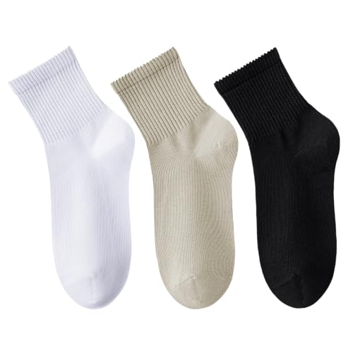 Image of Women's Cotton Quarter Crew Socks | Anti-Pilling,Seamless Toe,Mid-Calf,Ribbed Cuff,Reinforced Heel,Gift Box,Casual Daily Gym Office,Match All Shoes