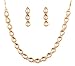 Touchstone "Contemporary Kundan Collection Indian Bollywood Traditional Mughal Kundan polki Look Neutral Bridal Designer Jewelry Single line Necklace Set for Women in Gold Tone