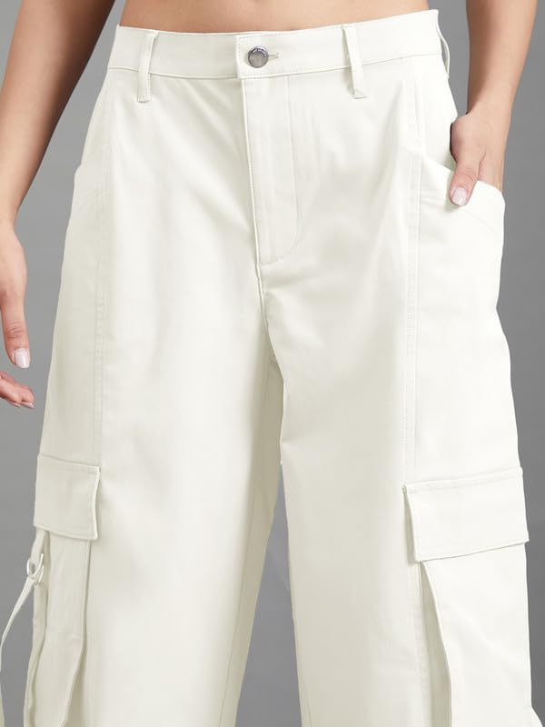 Image of GO COLORS Mostlysane Collection Polyester Cargo Pant for Women | Lightweight, Mid Rise, 4 Pockets