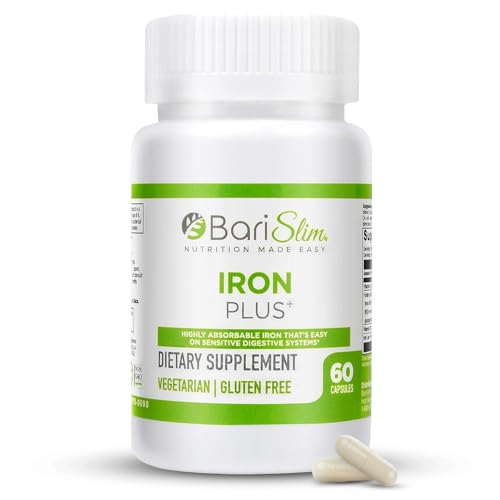 BariSlim Iron Plus Capsules - Formulated for Patients After Weight Loss Surgery Including Gastric Bypass & Gastric Sleeve – Easy Digestion & Comprehensive Health Support | 2 Month Supply (60 Servings)