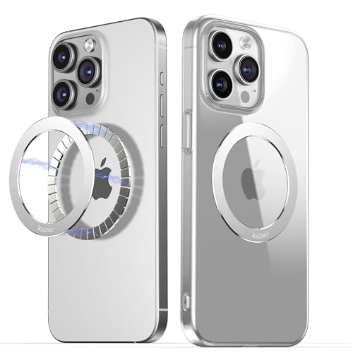 KISMER Magnetic Ring Sticker for Magsafe Phone Magnet 2 Pack, Upgrade Bulit-in Magnet for Wireless Charging, Phone Case, Car Holder, Universal Conversion for MagSafe Adapter Kit (Silver)