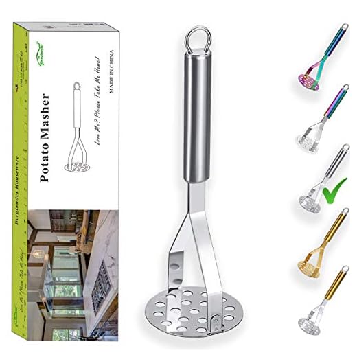 Berglander Schiacciapatate in Acciaio Inossidabile Schiacciapatate in Metallo Resistente Utensile Schiacciapatate a Mano, Verdura Frutta Versatile Schiacciapatate, Resistente al Calore