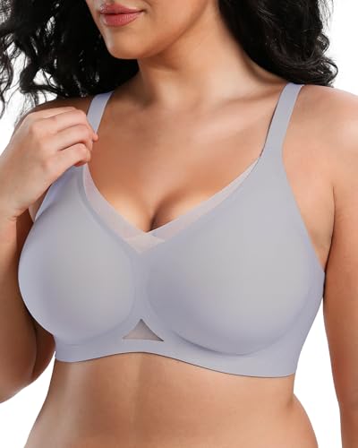 Image of Jelly Bras for Women No Underwire Mesh Wireless Crossover Bra Seamless Full Coverage Lift T Shirt Sleep Bralettes