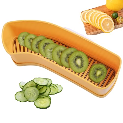 Multifunctional Fruit Slicer Cup, Cucumber Cutter Banana Slicer Portable Slicing Tool for Kitchen Fruits Grape Eggs Hot Dogs Quick Meal Prep (Yellow)