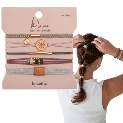 K'lani Breathe Hair Tie Bracelets - Elastic Ponytail Holder - Medium