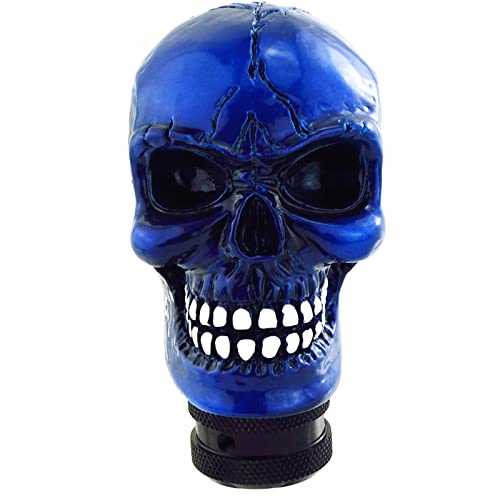 Lunsom Skull Gear Shift Head Resin Shifter Knob Car Transmission Shifting Stick Handle Fit Most Automatic Manual Vehicle (Navy Blue)