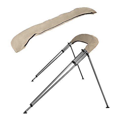 Msc 3 Bow 4 Bow Bimini Top Boat Cover With Rear Support Pole And Storage Boot (4 Bow 8'L X 54" H X 73"-78" W, Beige) #TOP3
