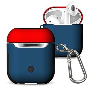 Airpods 3 2021 Cover, Airpods 3 met hangslot Gen 3 Schokbestendige harde case met sleutelhanger, compatibel met Apple Airpods 3rd Gen 2021-blauw rood