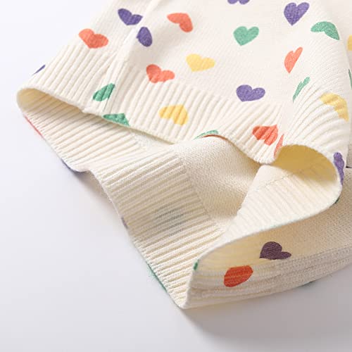 Girls' Full Print Colorful Heart Sweater Toddler & Kids Cute Pullover Knitwear Tops #TOP6