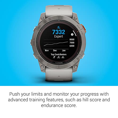 Image of Garmin fēnix 7X Pro Sapphire Solar, Multisport GPS Smartwatch, Built-in Flashlight, Solar Charging Capability, Fog Gray /Ember Orange