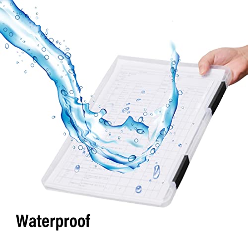 Marte Vanci Clear File Box With 2 Buckles Plastic Storage Box For A4 Paper, Portable Project Case For Documents, Magazines Paper Protector Black #TOP2