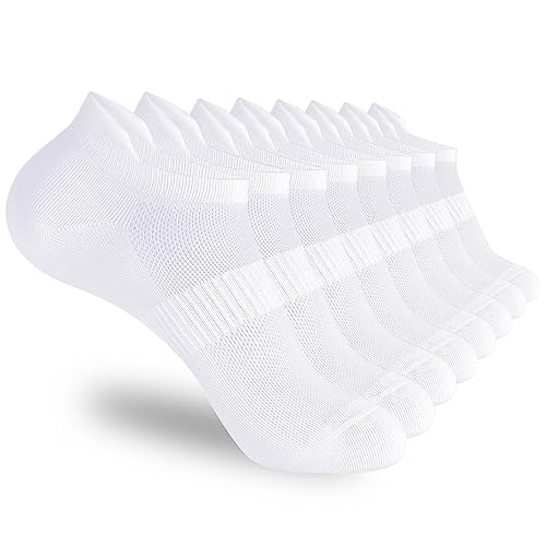 Corlap WOMENS ATHLETIC SOCKS 8 Pairs Ankle Athletic Running Socks White Soft Thin Low Cut Short Tab Socks cover