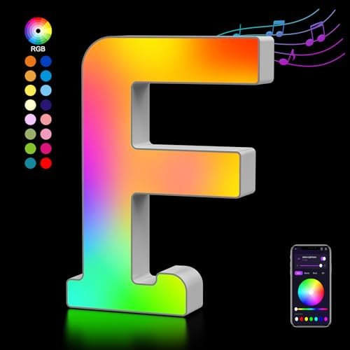Light Up Letters USB Powered, LED Letter Lights Color Changing Alphabet Sign Gifts for Girls Women Party Birthday Decorations, APP Control, Night Light Christmas Valentine Wall Table Decor - N