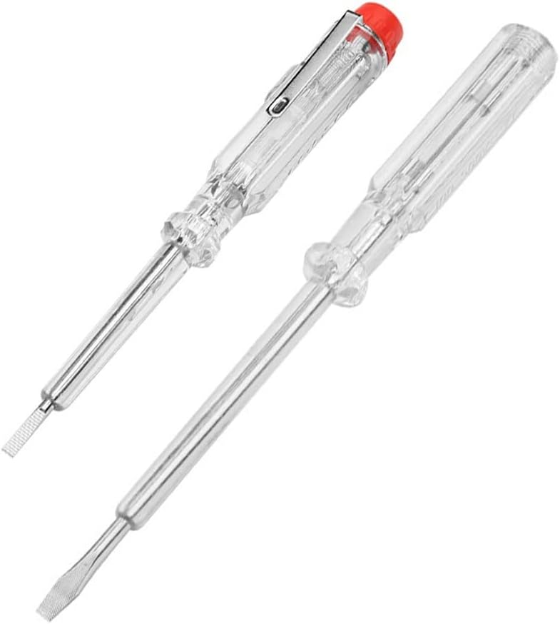 2 Pcs Electrical Mains Voltage Tester Pen Insulated Flat Head Electrical Test Screwdriver 100-250V Circuit Tester