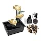 Zimmerbrunnen, Tischbrunnen, 3 Etagen, Kleiner Lotus-Wasserfall, USB-betrieben, mit Steinen, LED-Licht für Büro, Wohnzimmer, Innenräume
