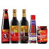 Lee Kum Kee Essential Chinese Cooking Kit - Soy Sauce, Sesame Oil, Oyster Oil & Chilli Sauce (Set of 5)