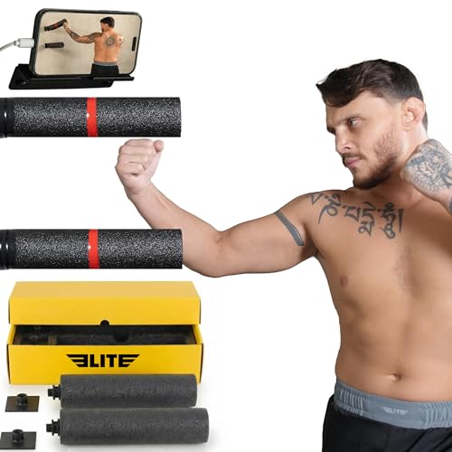 Elite Wall-Mount Punching Bag Training Bar with Phone Holder, Wall Brawl Boxing Speed Bag Reflex Trainer Equipment for Wing Chun, Kung Fu, Self Defense, MMA, Fitness, Uppercuts, Hooks, Jabs, Sparring