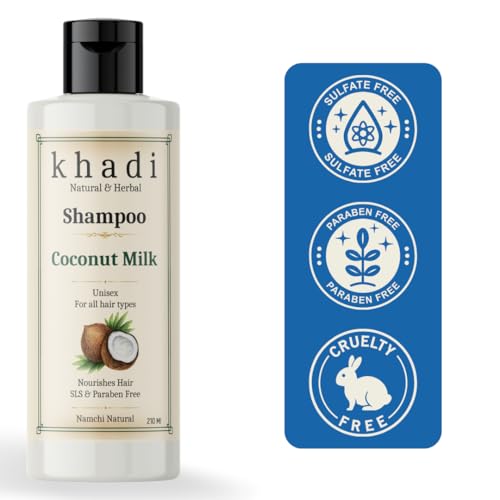 Image of Khadi Coconut Milk Natural Shampoo | Deep Nourishment & Hydration | Sulfate, SLS & Paraben Free | Khadi Natural Shampoo for Women & Men 210 ml